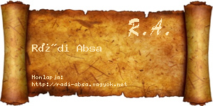Rádi Absa névjegykártya